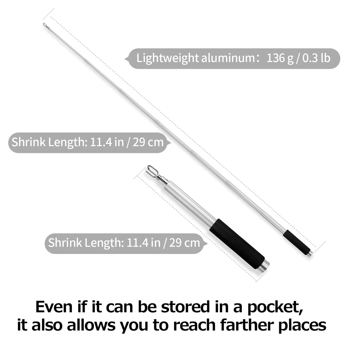 Telescopic Magnetic Pickup Pole with Hook