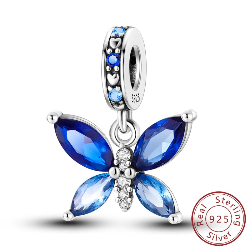 Original 925 Sterling Silver Charm Beads Glowing Luminous Firefly Butterfly Pendant for Bracelet Charm Jewelry