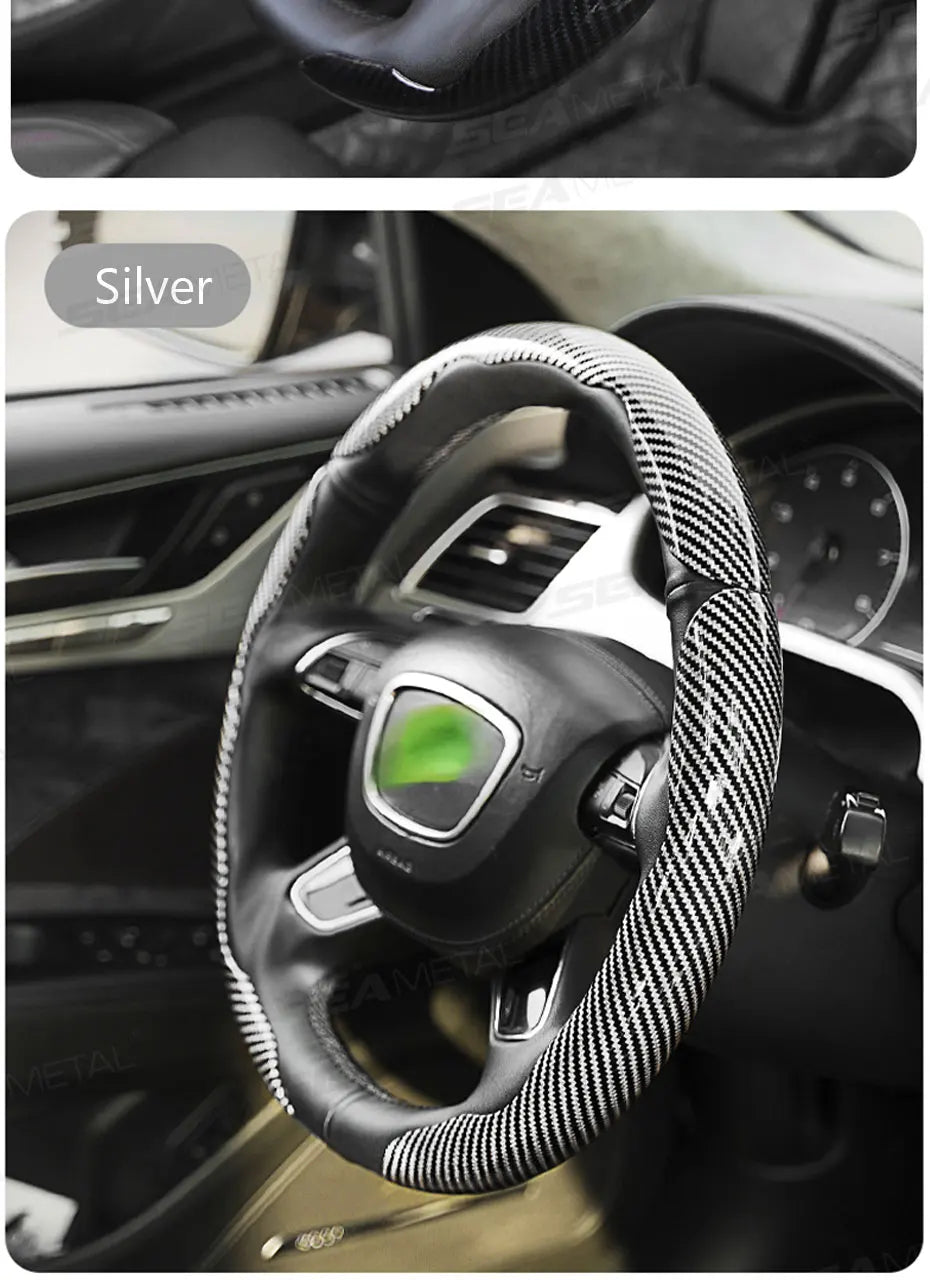 SEAMETAL Car Steering Wheel Cover Self-Adhesive Steer Wheel Hard Shell Protection Cover Anti-Scratch 37-39cm Steering Protector
