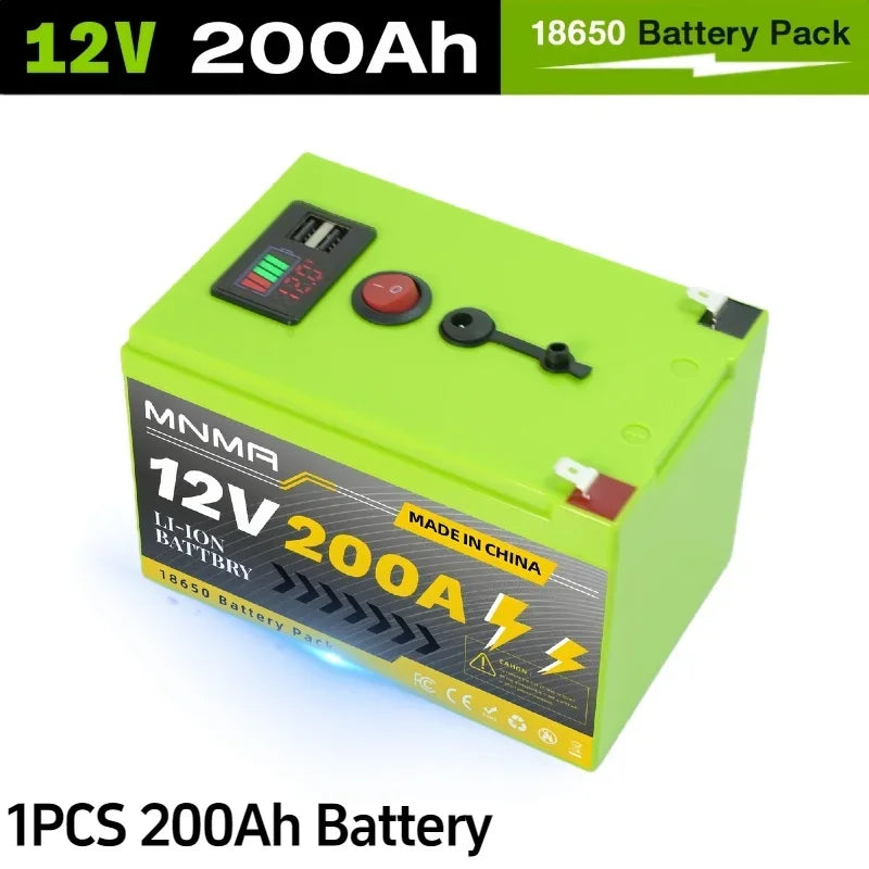 12V 200Ah LiFePO4 Solar-Batterie, Tiefzyklus Wiederaufladbare integrierte BMS Lithium 200000mAh für Power Wheels, Scooter, Fischfinder