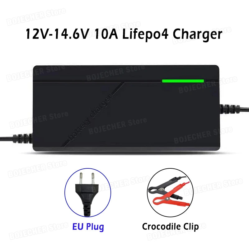 12V 10A Smart Lifepo4 Battery Charger AC110-240V 14.6V 4S 10A High Power Charger For 12.8V Lithium Iron phosphate Battery Pack