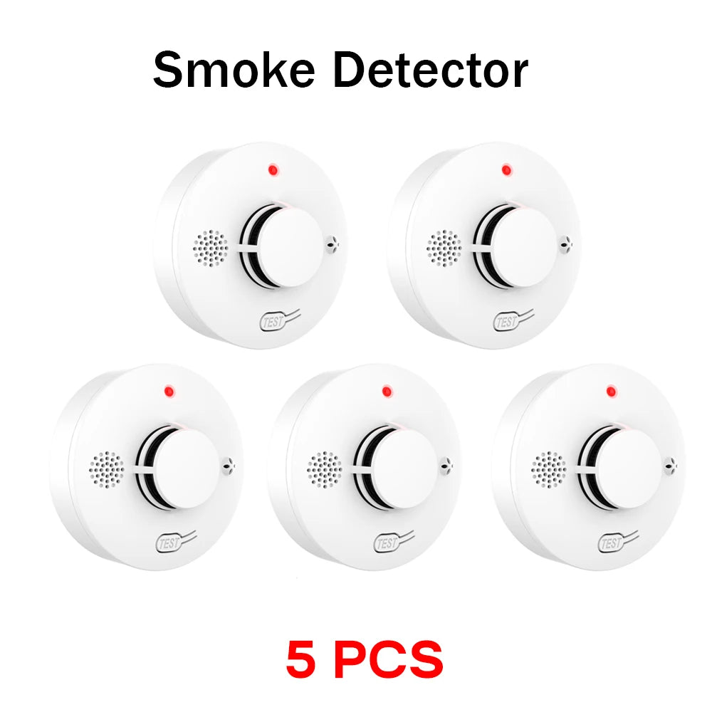 Independent Smart Smoke Detector Wireless Fire Alarm Sensor with Sound and Flash Light for Home Kitchen Office Safety Protection