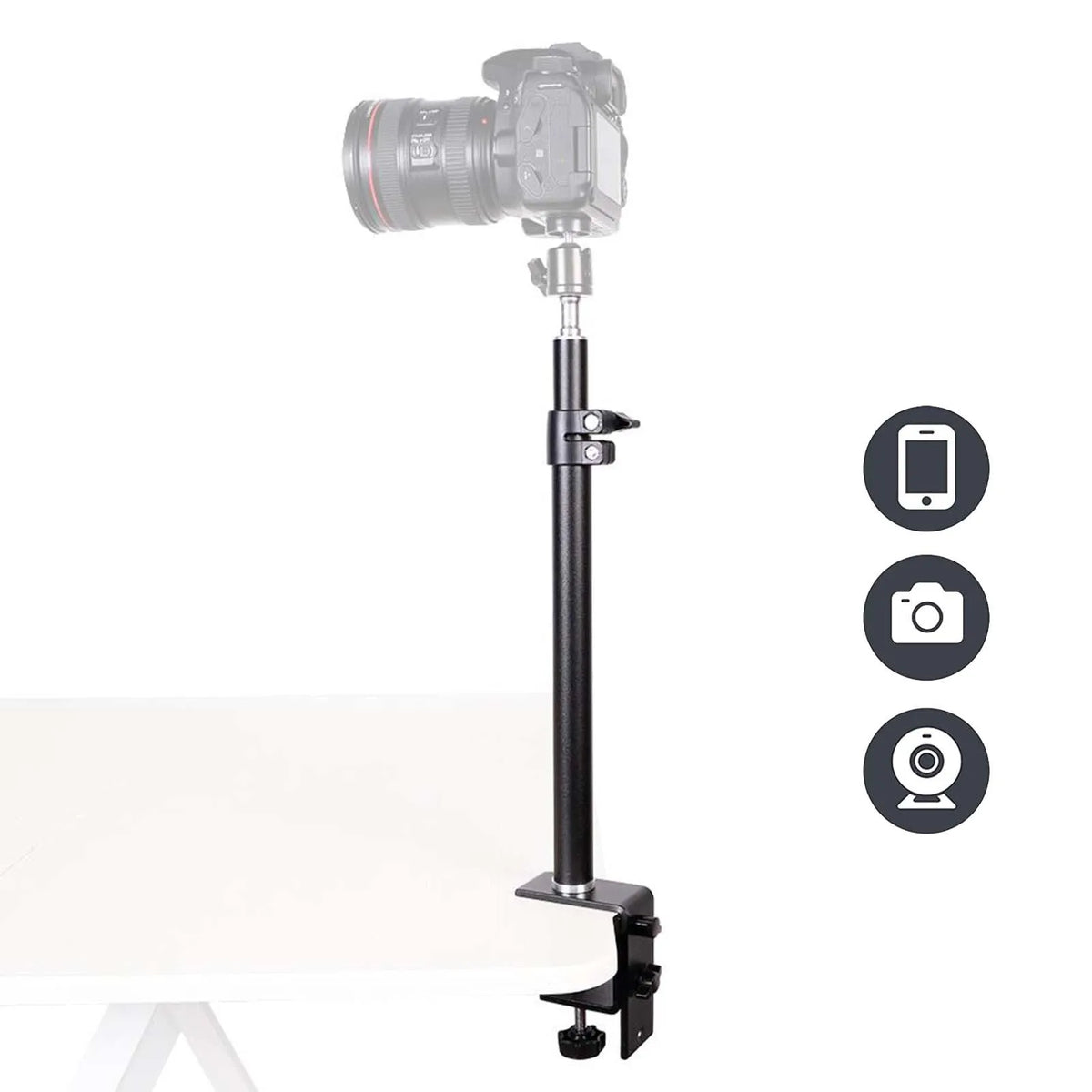 Desk Clamp Camera & Light Stand, 35–60 cm