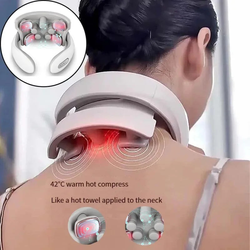 New Neck Massage Intelligent Charging Heating Hot Pressing Magnetic Pulse Fashion Multi User Usage Portable Pulse Neck Massager