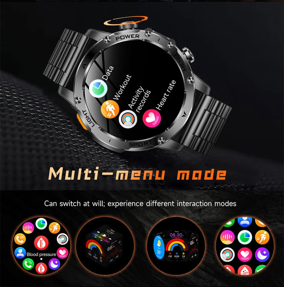 Bluetooth обаден спортен смарт часовник с LED фенер