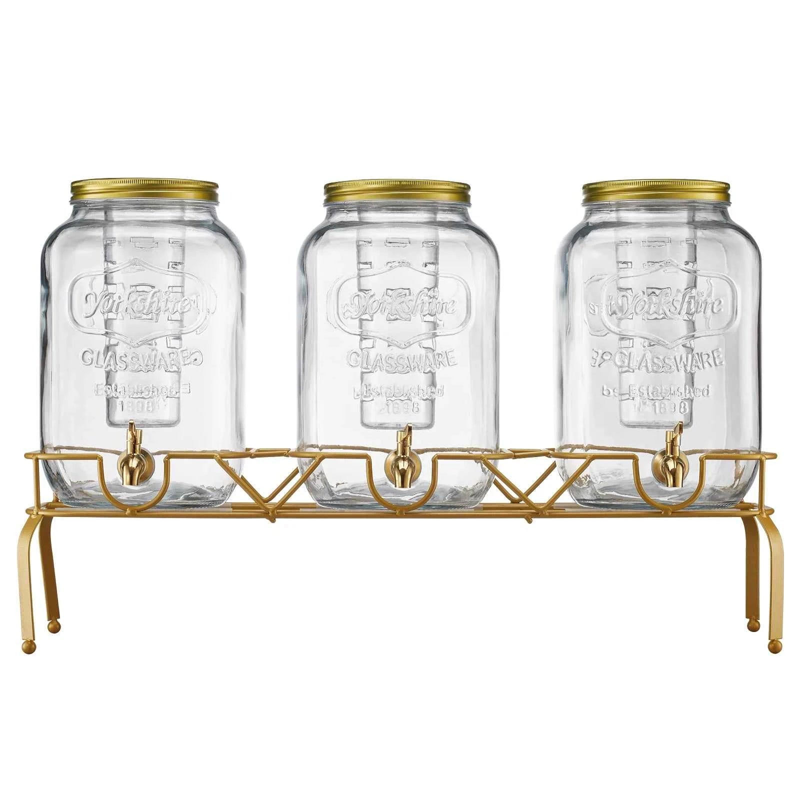 Glass Beverage Dispenser with Metal Stand