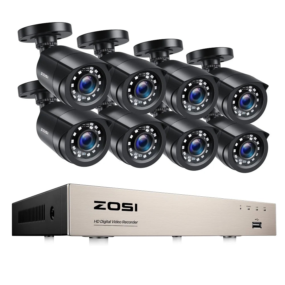 ZOSI 8CH 1080P Wired CCTV Security Camera System with HDD