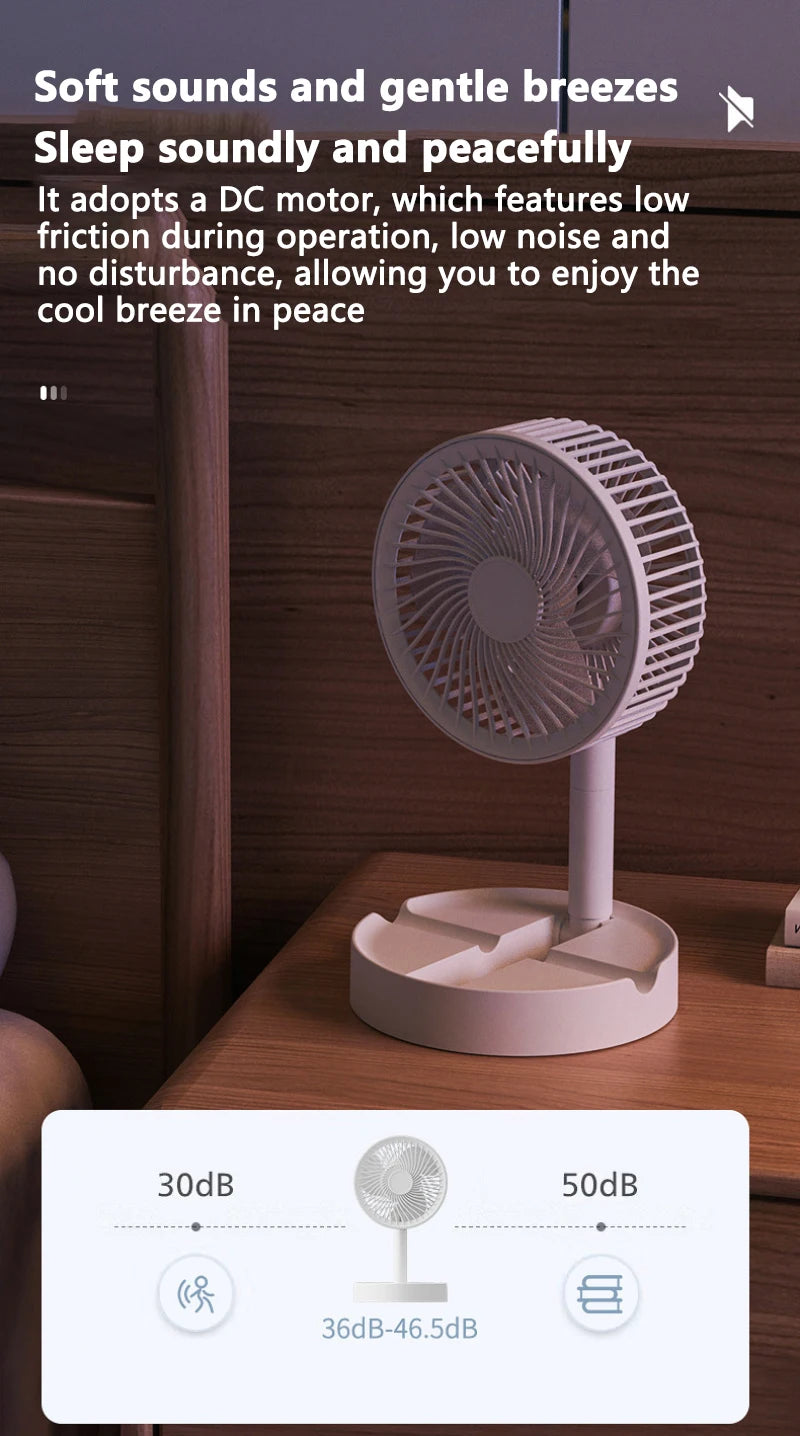 Tragbarer USB-Klapp-Schreibtischventilator mit 3 Geschwindigkeiten und Timer