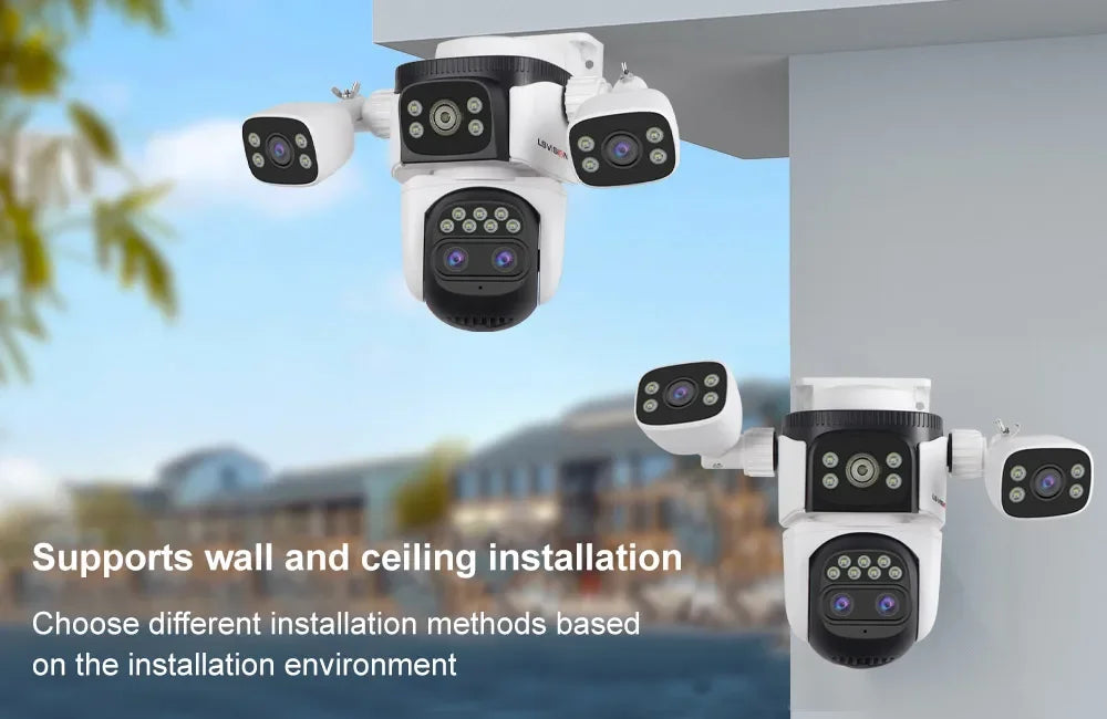 LS VISION 20MP Three Screens WiFi Security Camera Outdoor 10X Optical Zoom Four Lens Human Auto Tracking Waterproof CCTV Cameras