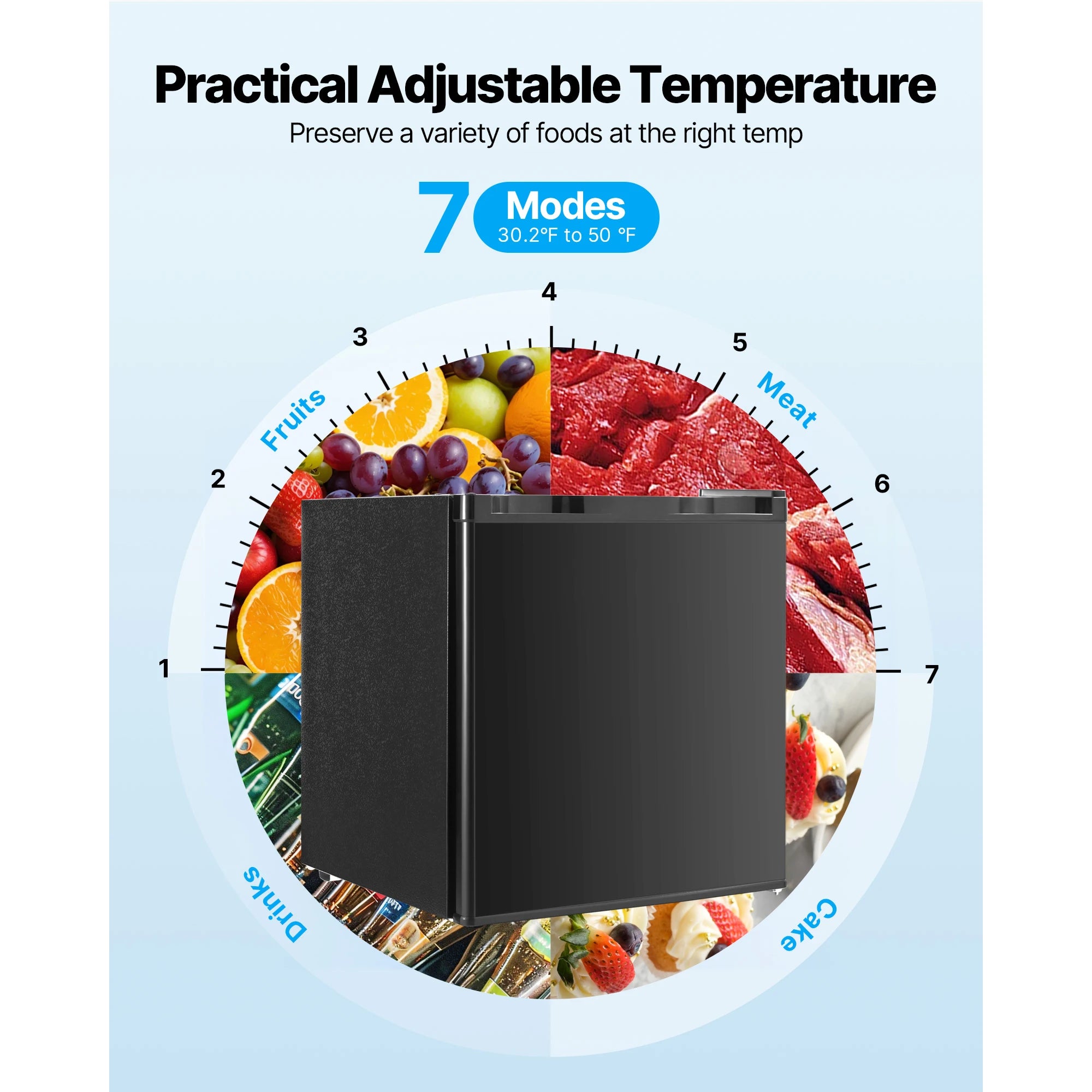 Compact Mini Fridge 1.6–3.2 Cu.Ft Quiet Refrigerator with Adjustable Shelves