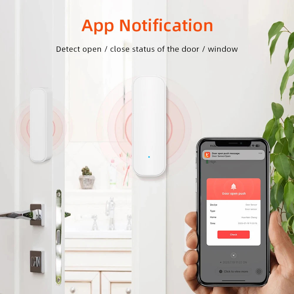 Tuya WiFi or Zigbee Window Door Sensor Smart Home Security Alarm System Voice Control Via Alexa Google Home Smart