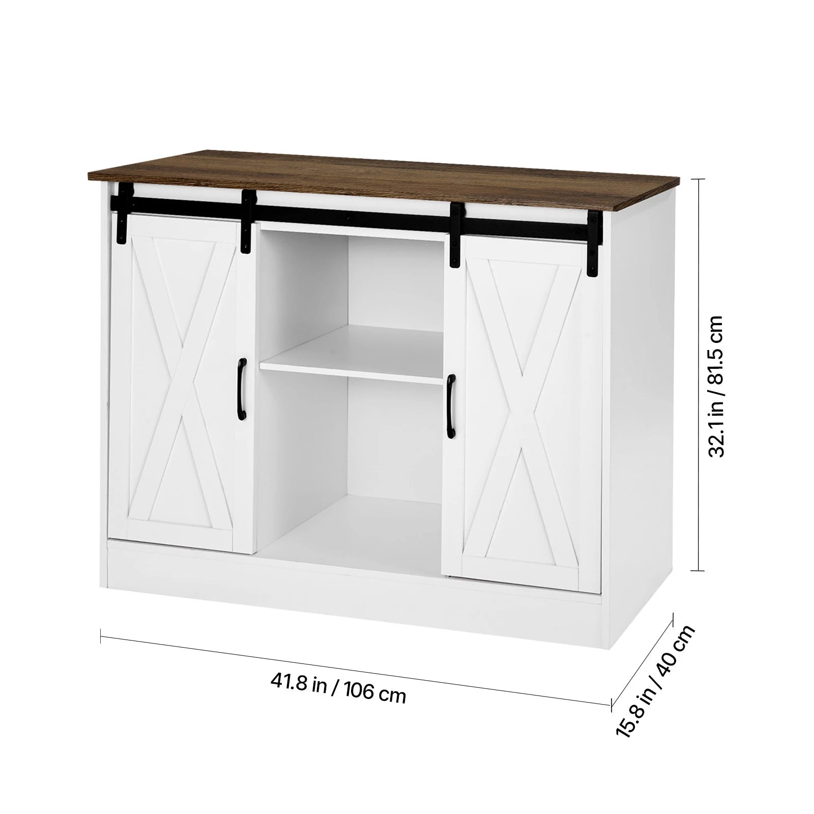 SucceBuy Coffee Bar Cabinet Farmhouse/Mid Century Coffee Bar Table Buffet Stand Cabinet for Entryway Grey/White/Walnut/Black/Oak