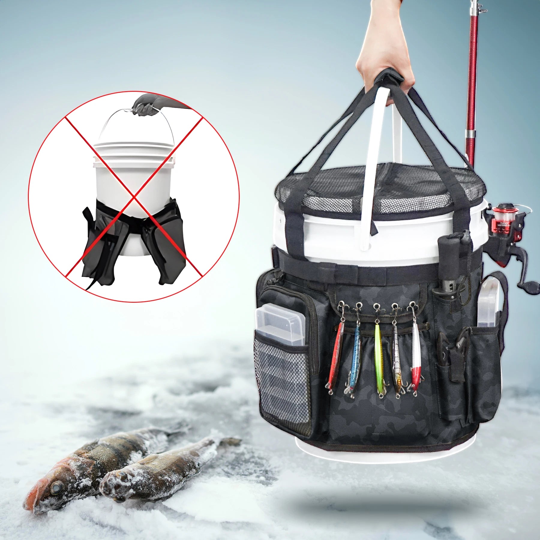Fishing Bucket Organizer for 5-6 Gallon Buckets