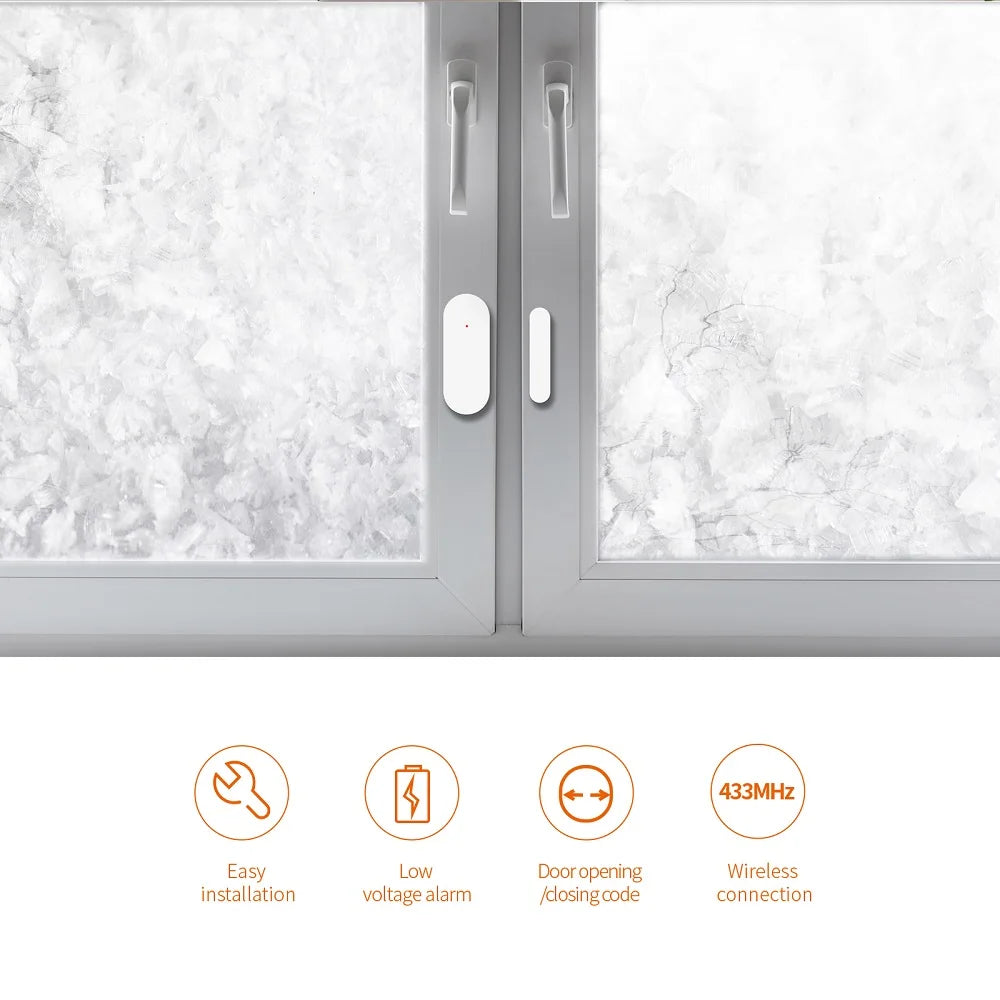 Staniot Smart 433MHz Detector de Puerta y Ventana Inalámbrico Magnético Sensor de Puerta Ventana para Home Alarm Accessories para Sistema antirrobo