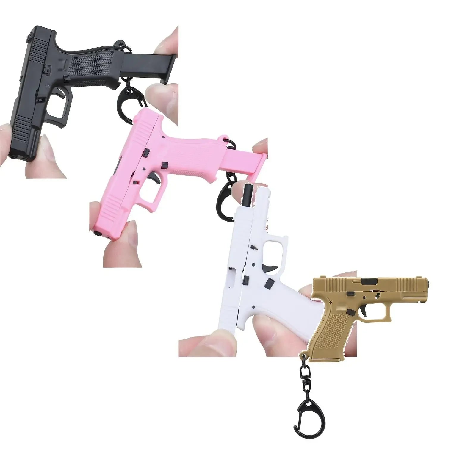 Pistol Shaped Keychain Charm Realistic Model Removable Magazine Miniature Pistol Model Gifts for Birthday Car Key Chain for Men