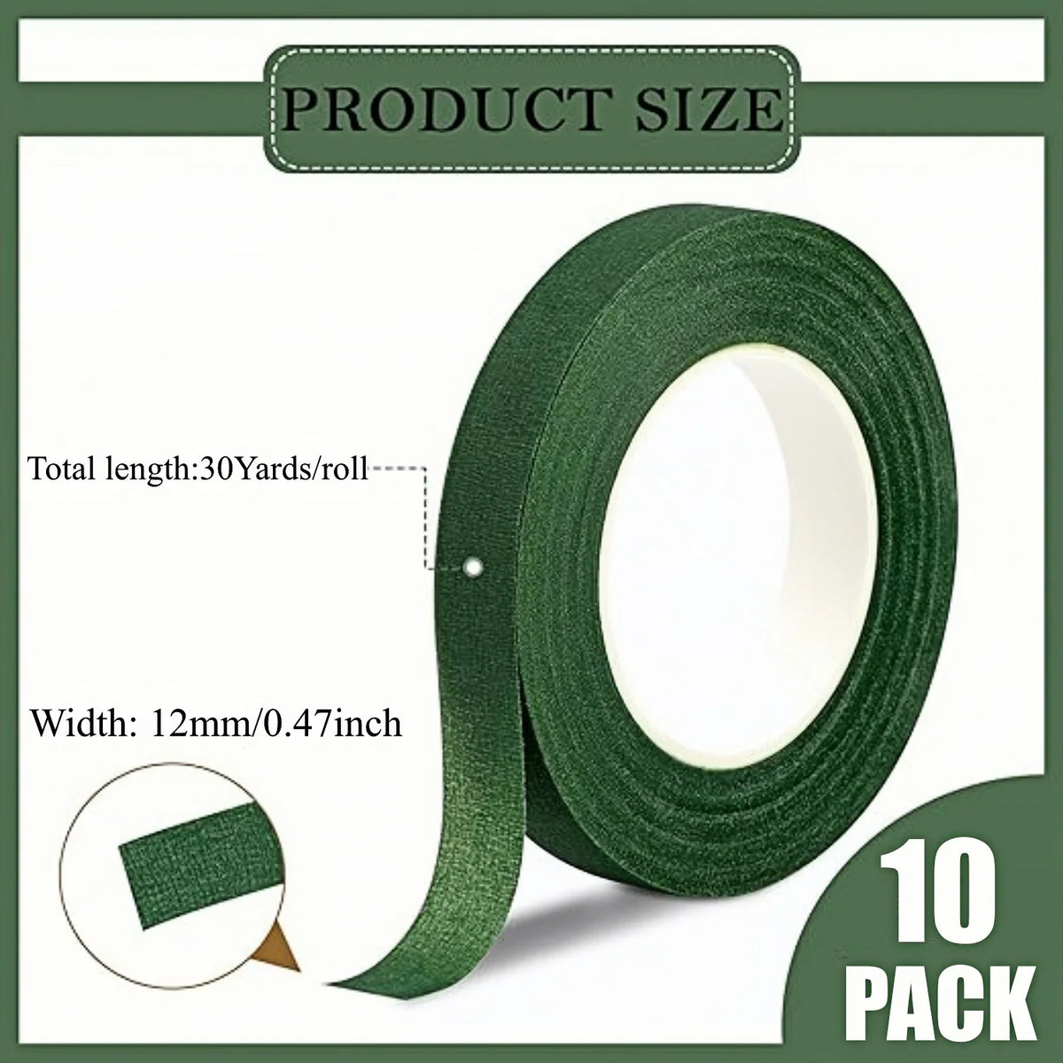 12 mm blomsterstilk indpaknings-tape – rullevalg