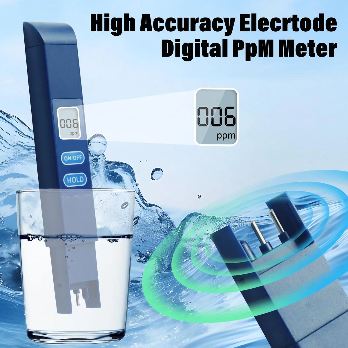 Digitálny tester TDS vody v tvare pera, 0-9990 ppm