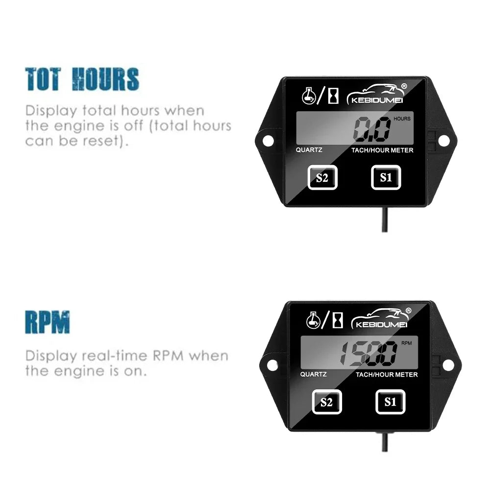 Inductive Engine Tachometer and Hour Meter
