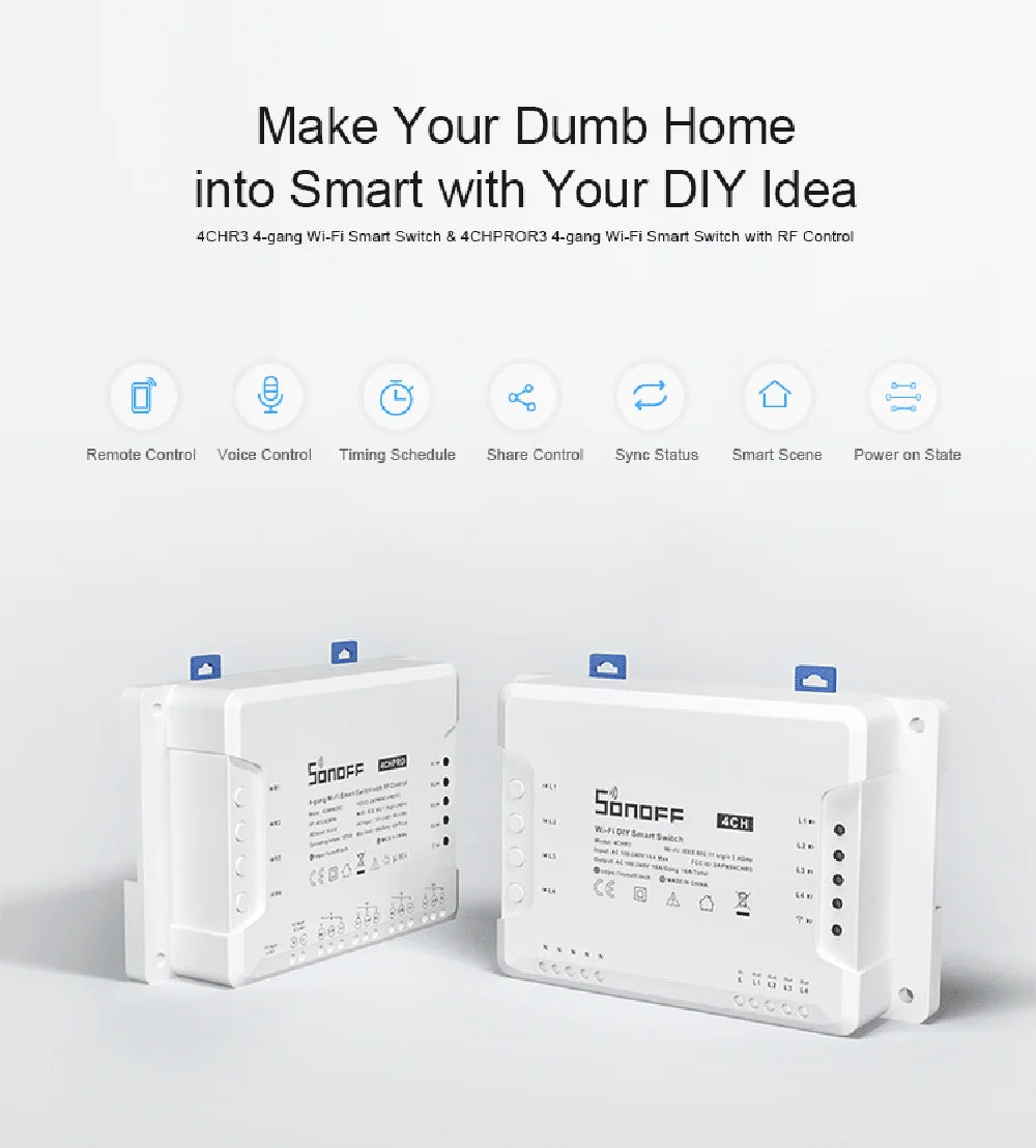 4CHR3 / 4CHPROR3 4-kanals Wi-Fi Smart Switch