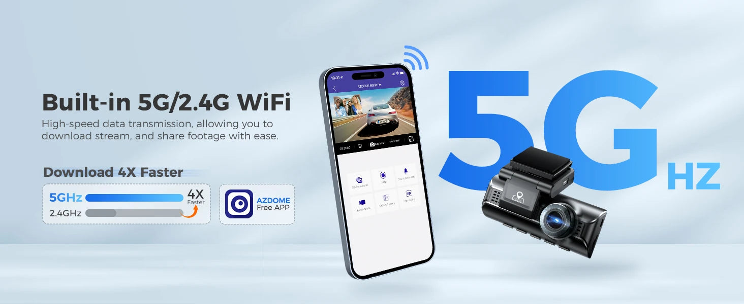 AZDOME M550 Pro kamera za nadzor vožnje s 3 kanala s GPS-om i WiFi-jem