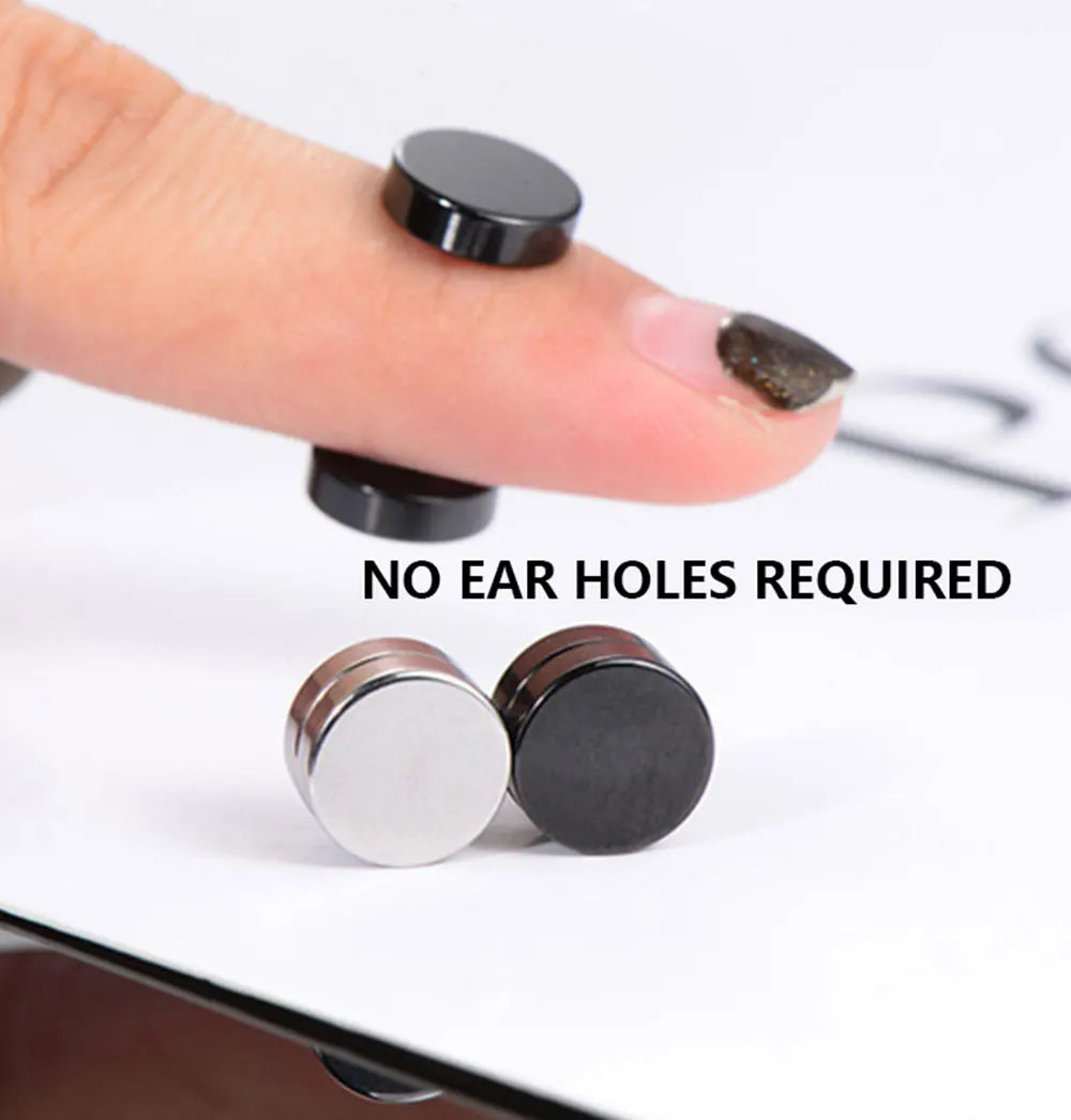 1Pair Fashion Magnetic Clip Ear Stud Non Piercing Earrings Fake Earrings Gift for Men Women Jewelry