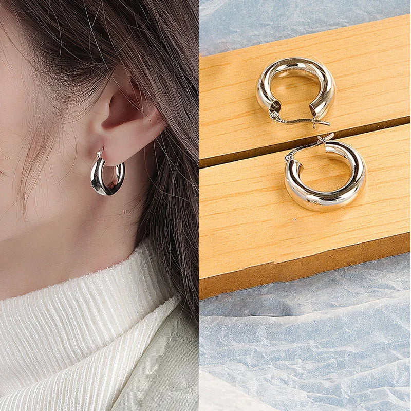 Vintage Metal Hoop Earrings with Irregular Wave Design