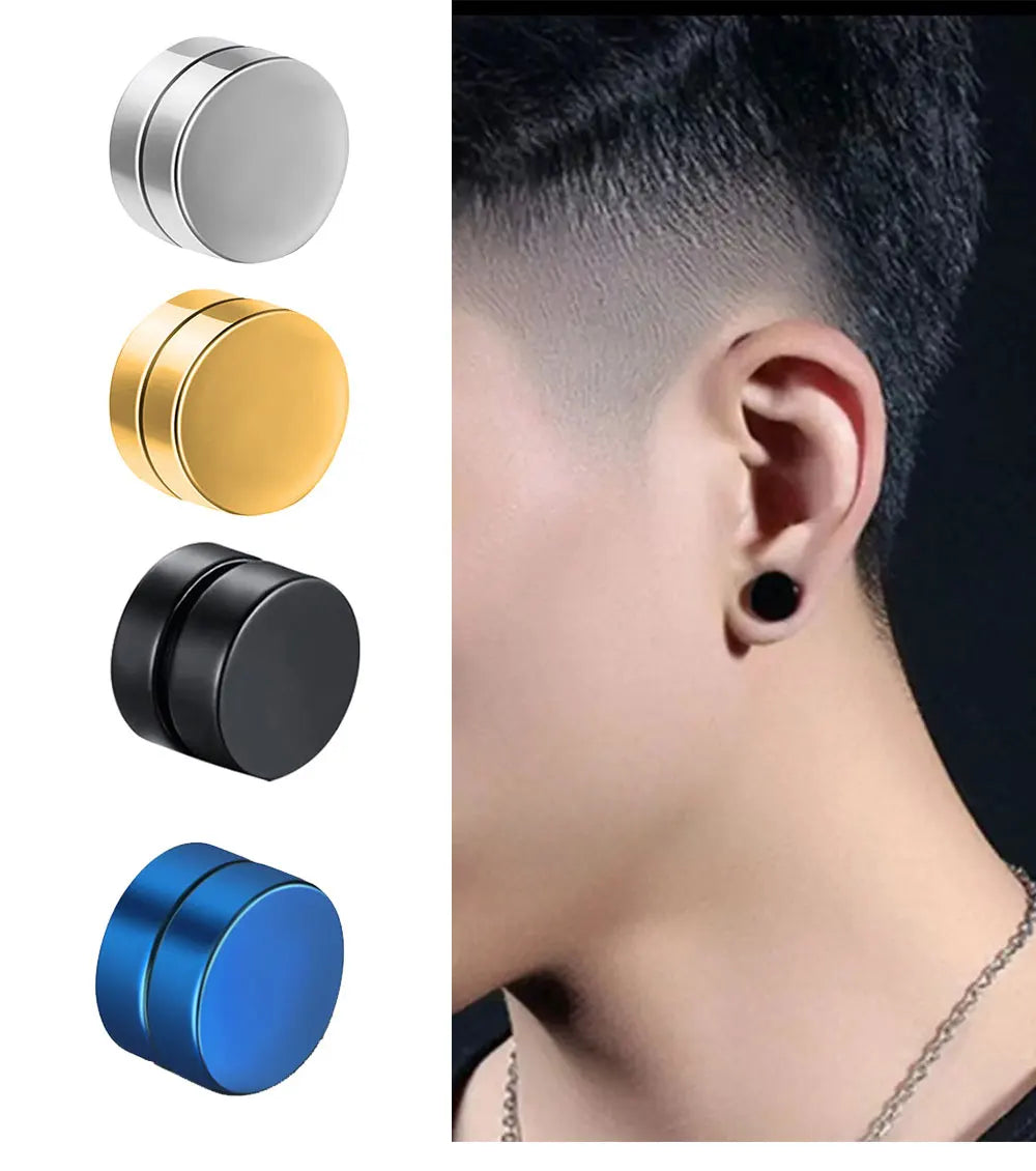 1Pair Fashion Magnetic Clip Ear Stud Non Piercing Earrings Fake Earrings Gift for Men Women Jewelry