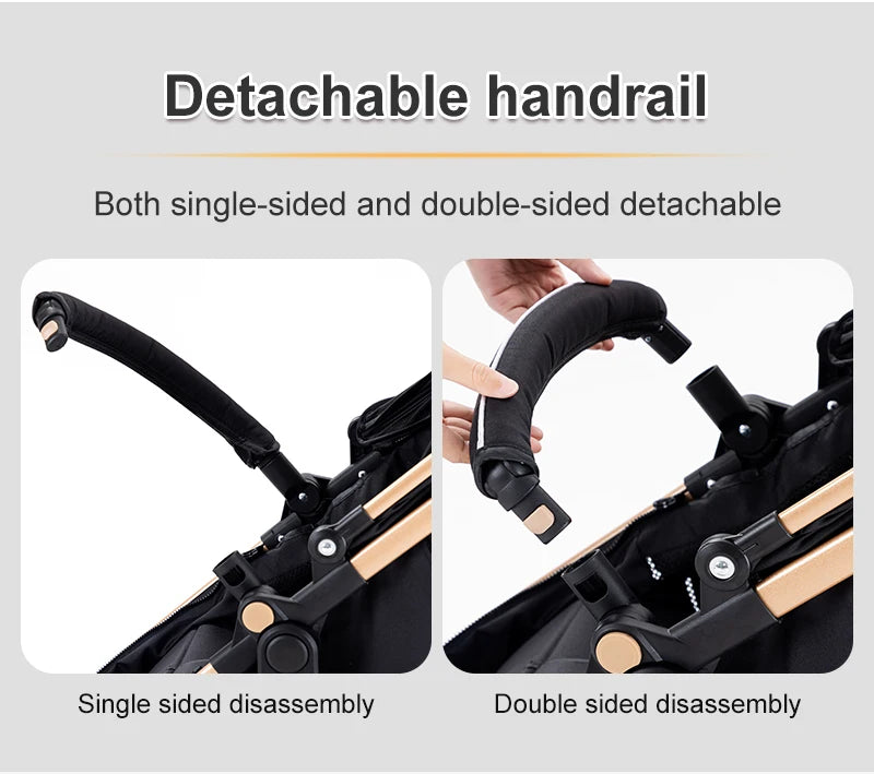 3-in-1 Luxurious Portable Baby Stroller with High Landscape Frame