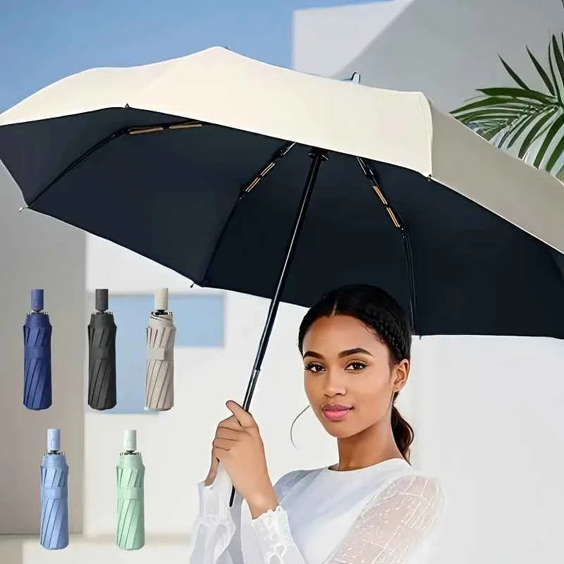 Automatic Opening And Closing FoldingUmbrella - Compact Design - Ergonomic Handle8 Steel Ribs - Outdoor Portable Durable Folding