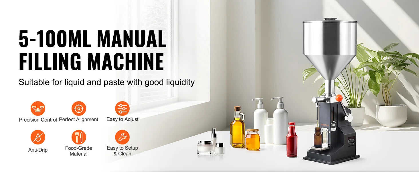 Manual Liquid Filling Machine 5-100ml Adjustable Bottle Filler