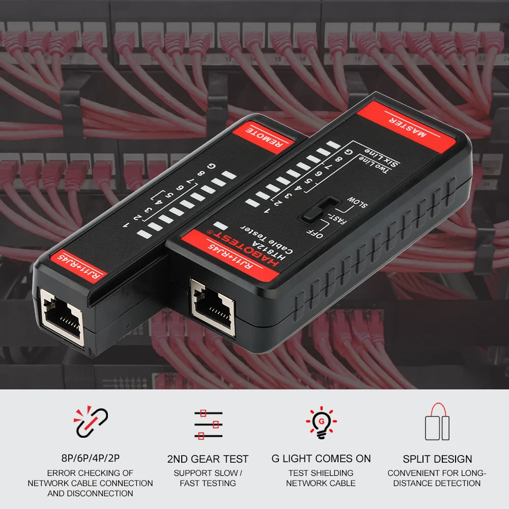 HT812A RJ45 and RJ11 Cable Tester