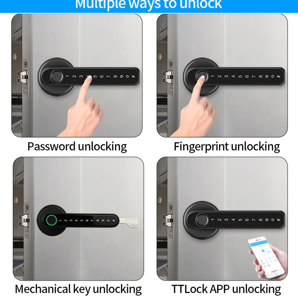 Bluetooth Fingerprint and Keypad Door Handle Lock