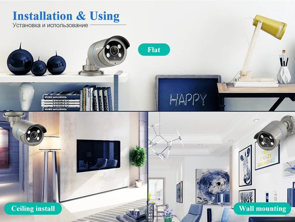 4MP 5MP 8MP PoE IP Security Camera with Two-Way Audio and AI Motion Detection