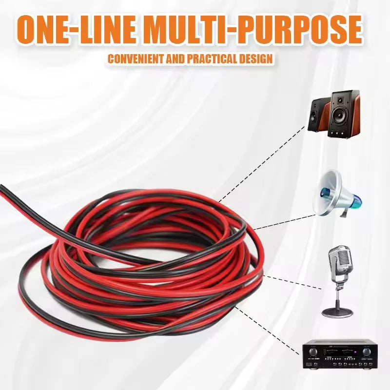 Red/Black Two-Core Speaker Wire, 5m or 10m