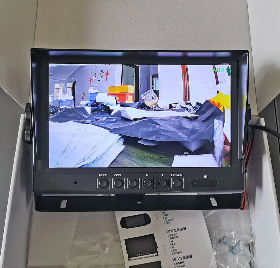 DIYSECUR 9-Zoll AHD IPS LCD HD Monitor Rückfahrbildschirm Auto Monitor Max Unterstützung 1080P AHD CVBS Auto-Kamera 4PIN Videoeingang
