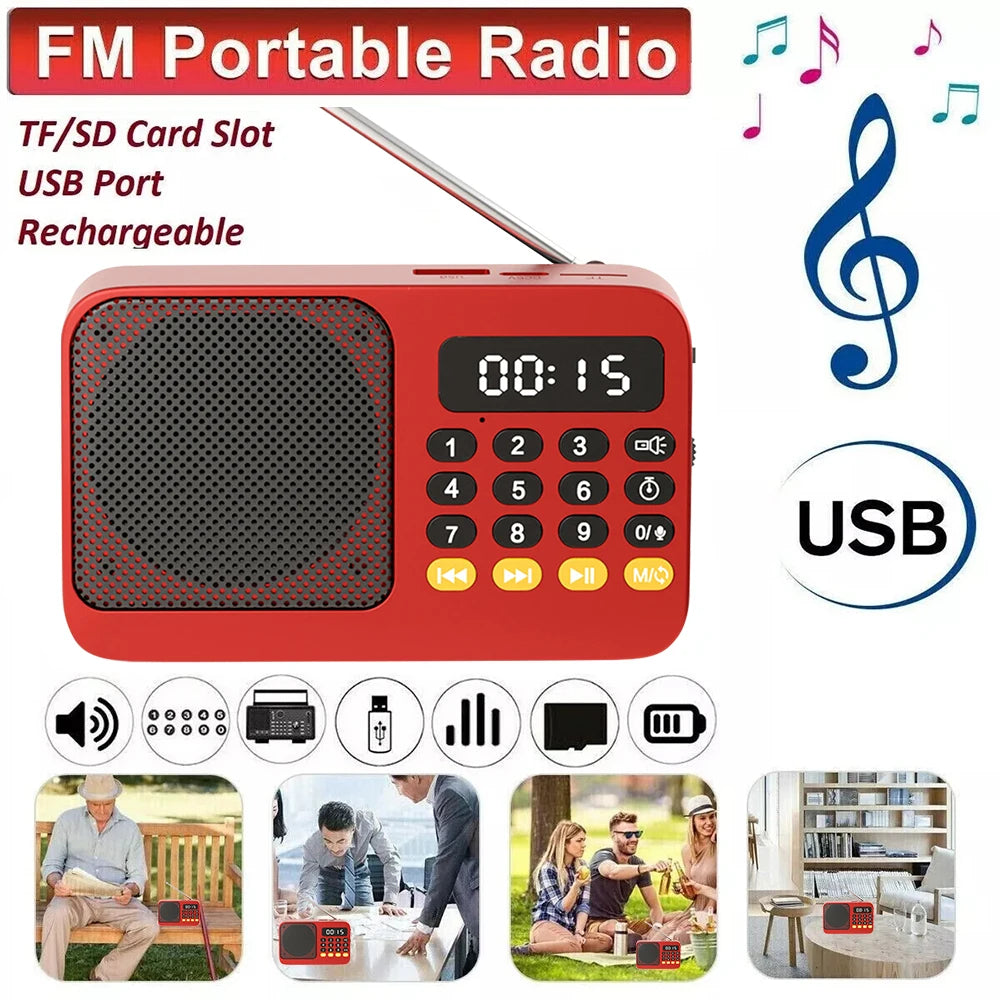 Portable FM Radio and MP3 Player with LED Display