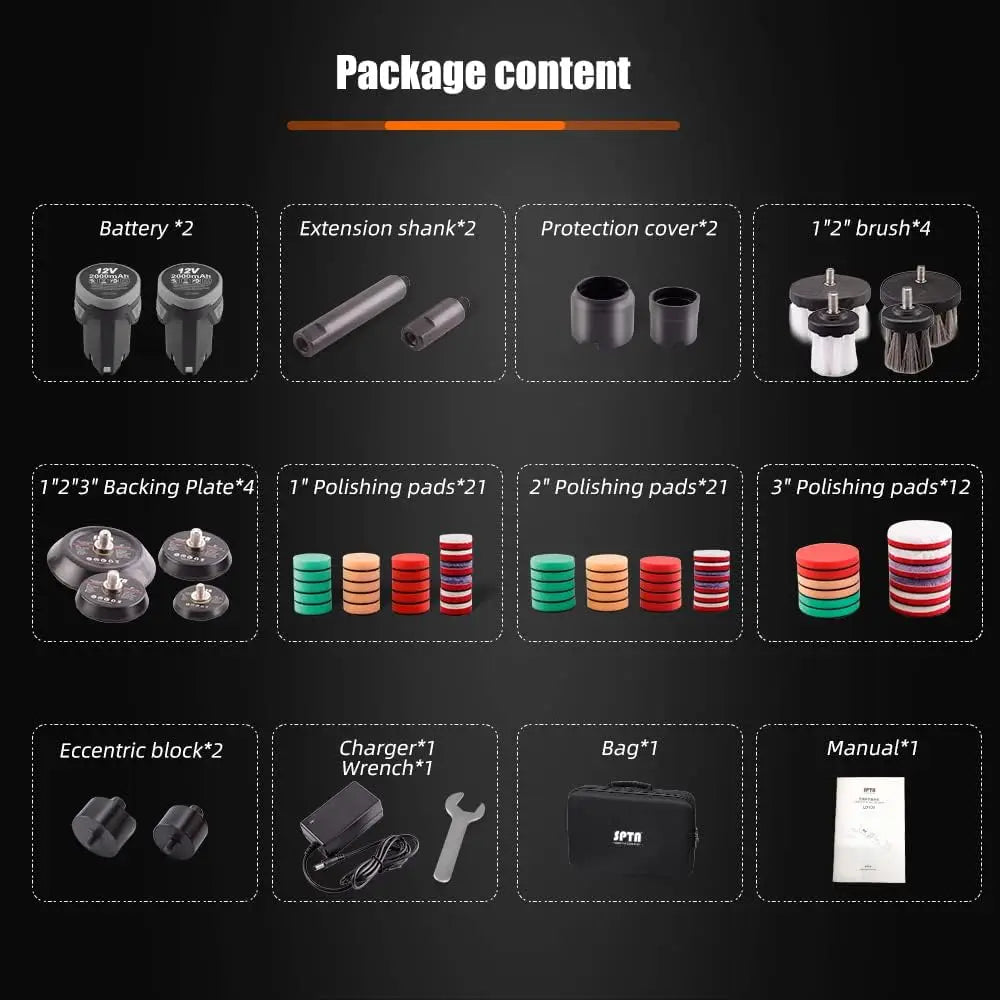 12V Cordless Mini Car Polisher Kit with Pads for Detailing