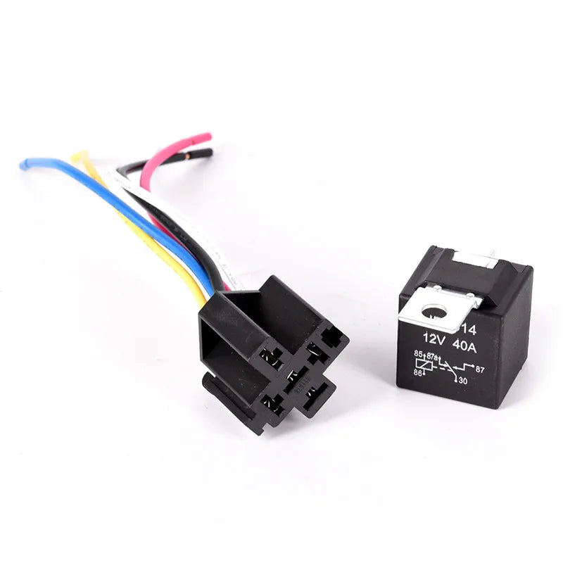 Waterproof Automotive Relay 12v 5pin 40a Car Relay With Black Red Copper Terminal Auto Relay With Relay Socket 1pc