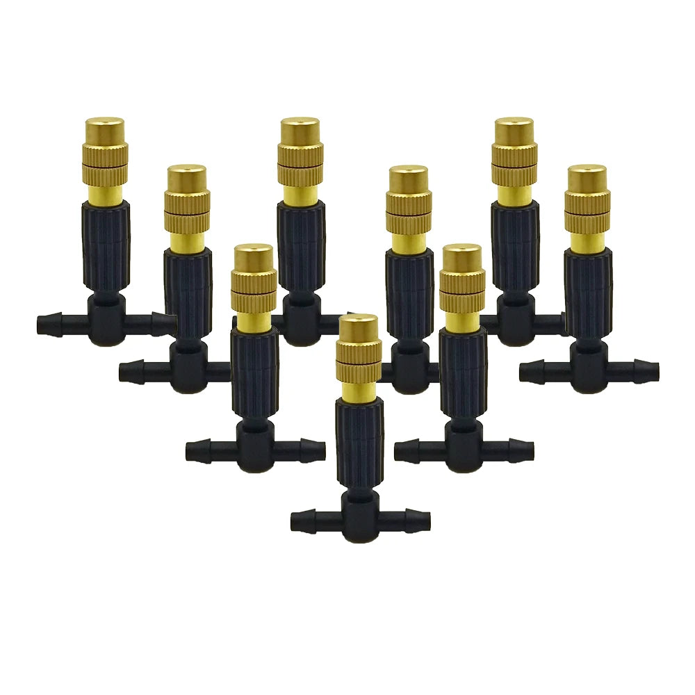 15M-30M Outdoor Misting Cooling System Garden Irrigation Watering 1/4'' Brass Atomizer Nozzles 4/7mm Hose for Patio Greenhouse
