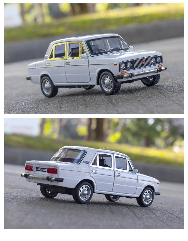 1/24 LADA 2106 Alloy Scale Car Model Diecast Vehicles Car Toys with Sound and Light Toys Collection for Boys Birthday Gift Kids
