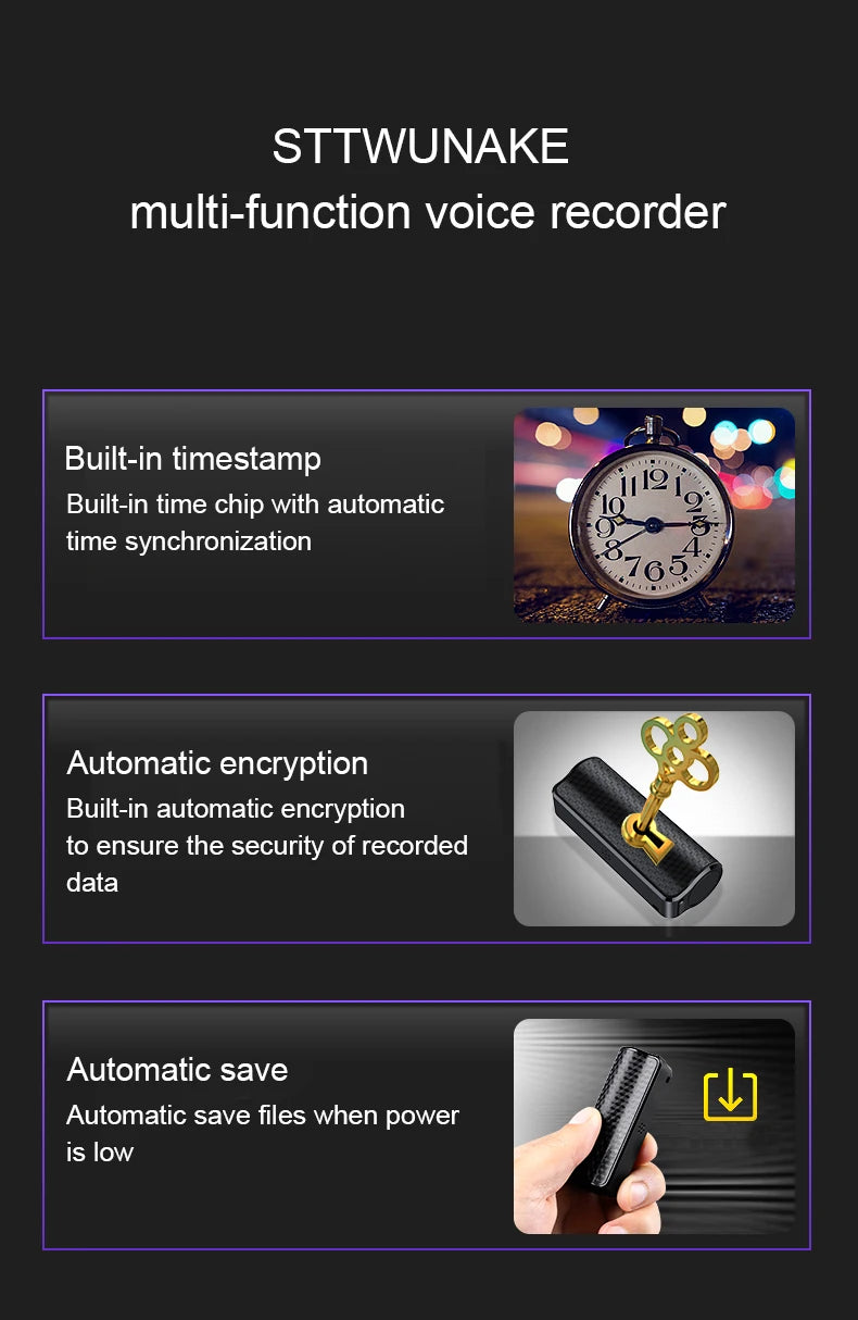 Mini Voice Activated Recorder 600 Hours Time Built-in Magnet Small Digital Audio Recording Device Sound Dictaphone