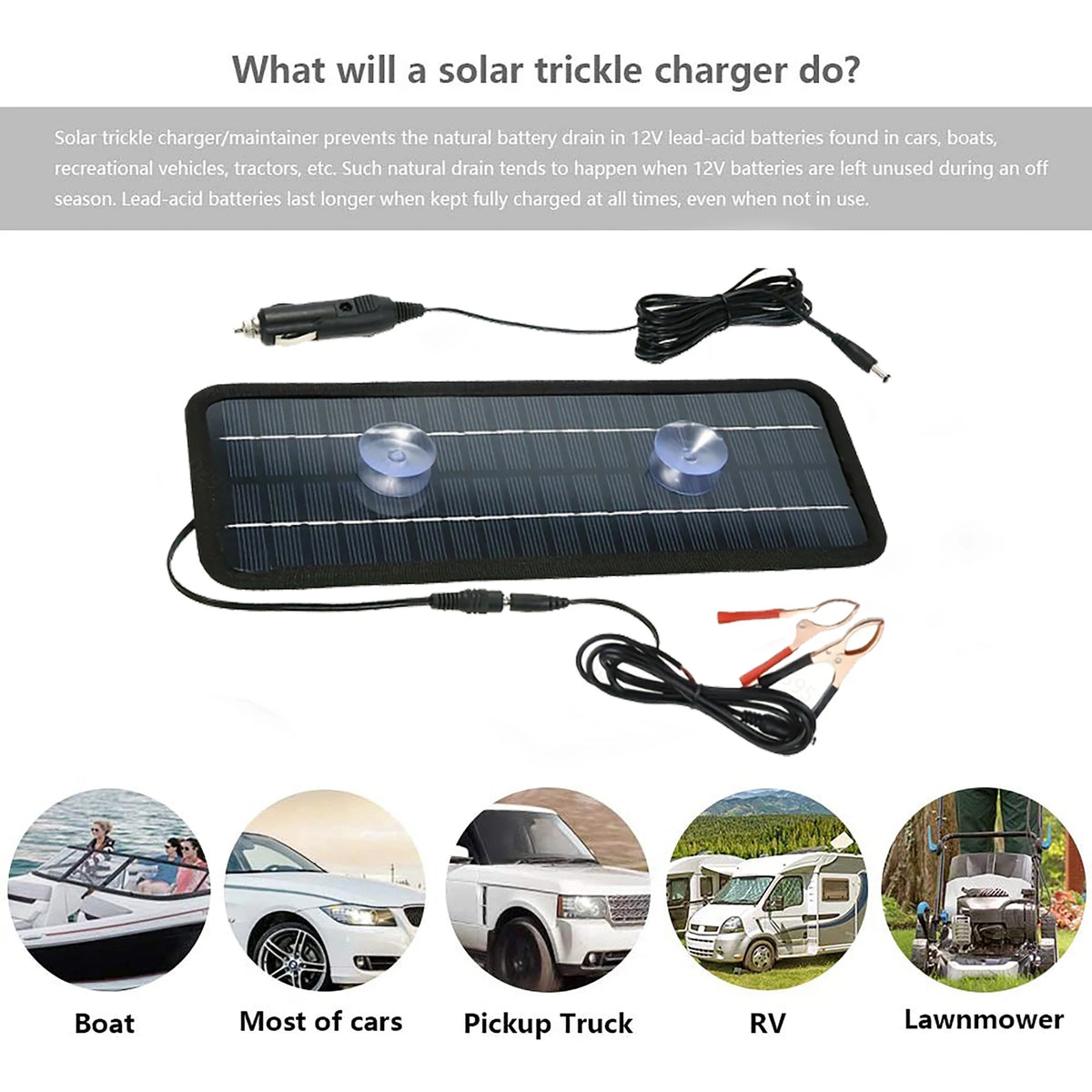 Solar Panels Charger Car Motorcycle Kick Scooters Portables Solar Panel Car Charger Battery 12V Efficient Maintenance
