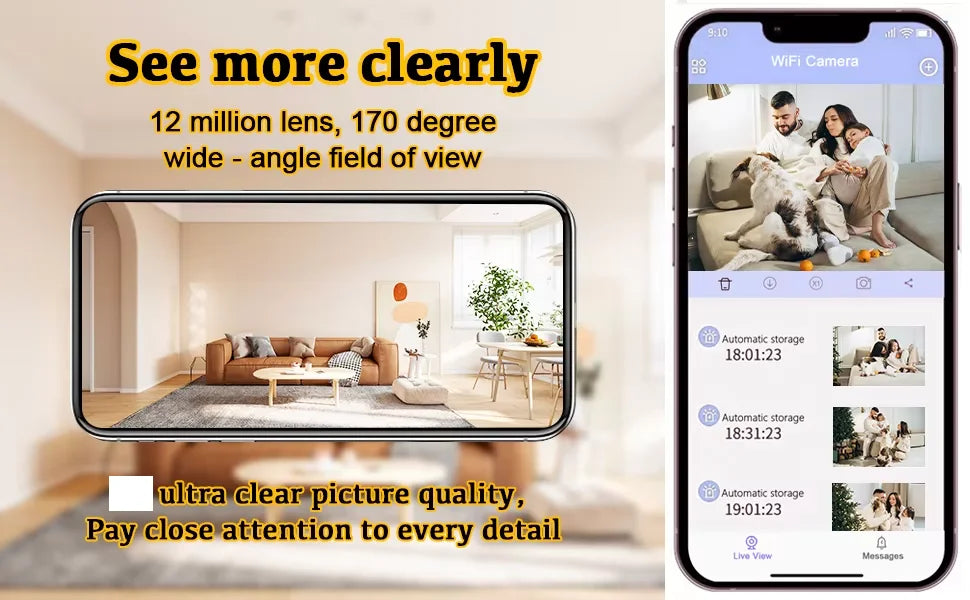 Câmara Mini Oculta A7 de 0,9 polegadas com Áudio e Vídeo, Gravação em Tempo Real, Equipamento de Monitorização para Animais e Casa