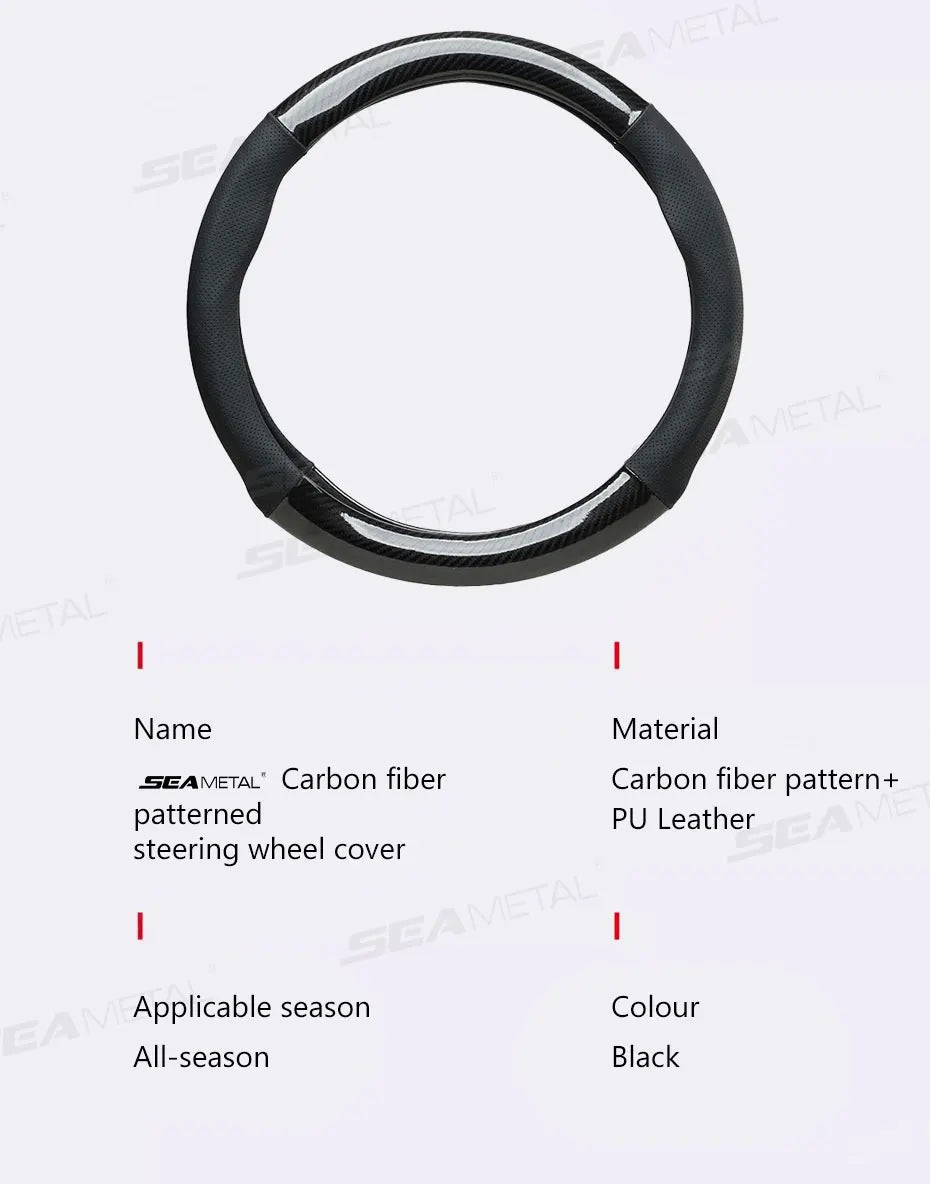 SEAMETAL Heavy-Duty Car Steering Wheel Cover Universal Steer Wheel Protector for 37-39cm Breathable Anti-Slip Protection Cover