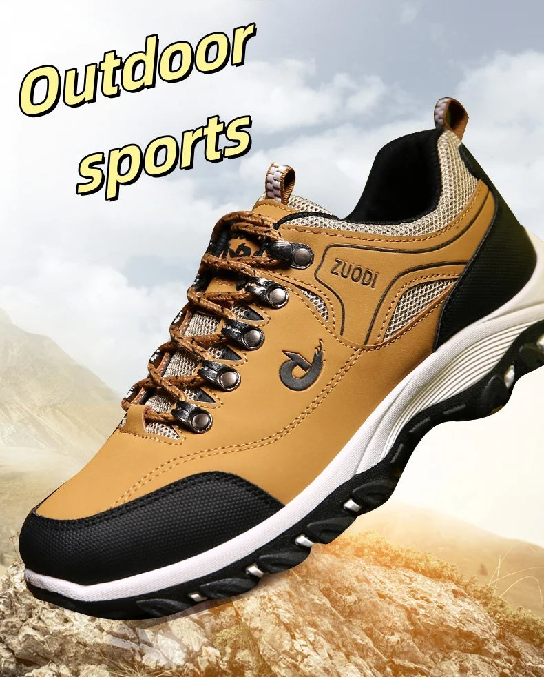 Autumn And Winter Models, Men's Waterproof Hiking Shoes, Outdoor PU Leather Sports Shoes, Wear-Resistant, Walking, Tactical