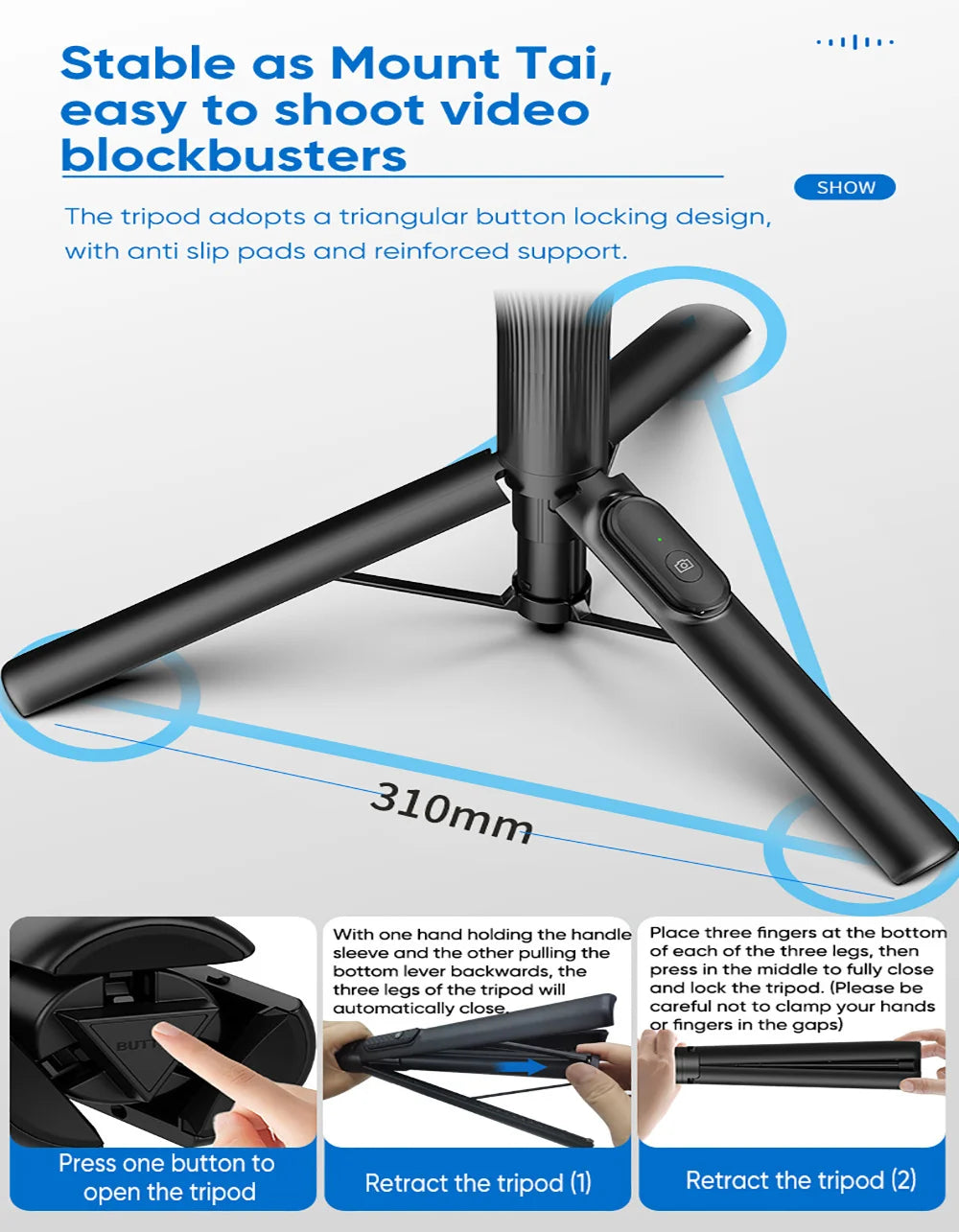 2025 Magnetic Selfie Stick Phone Tripod w Remote Extend Cell Phone Tripod Stand For MagSafe iPhone 15 14 13 12 XIAOMI SAMSUNG