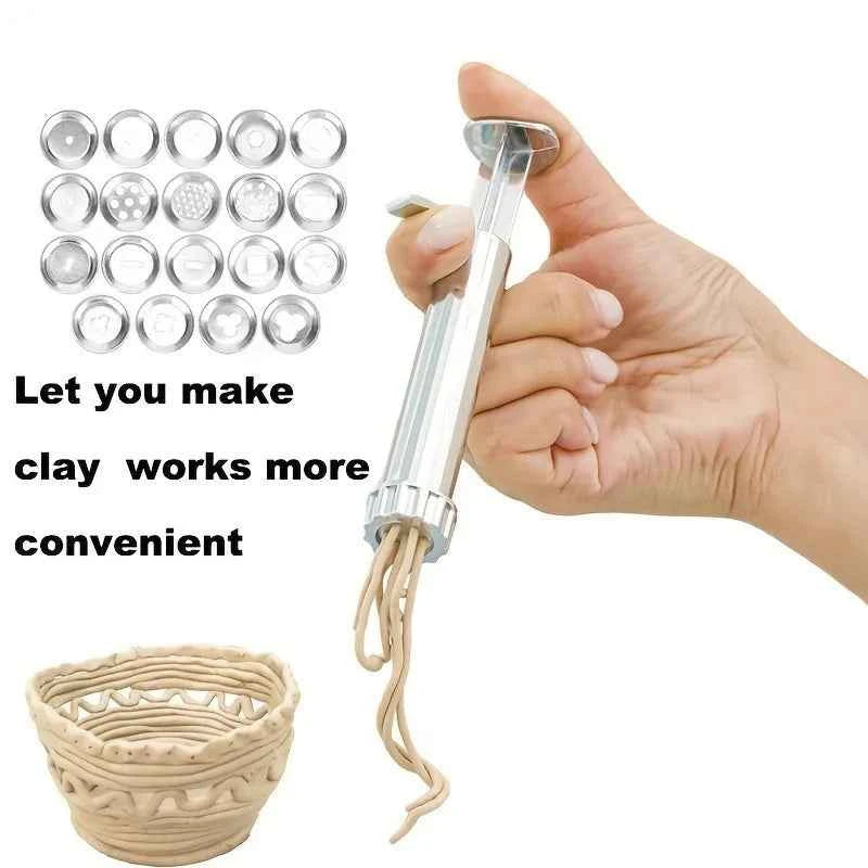 Stainless-Steel Clay Extruder with Shape Discs