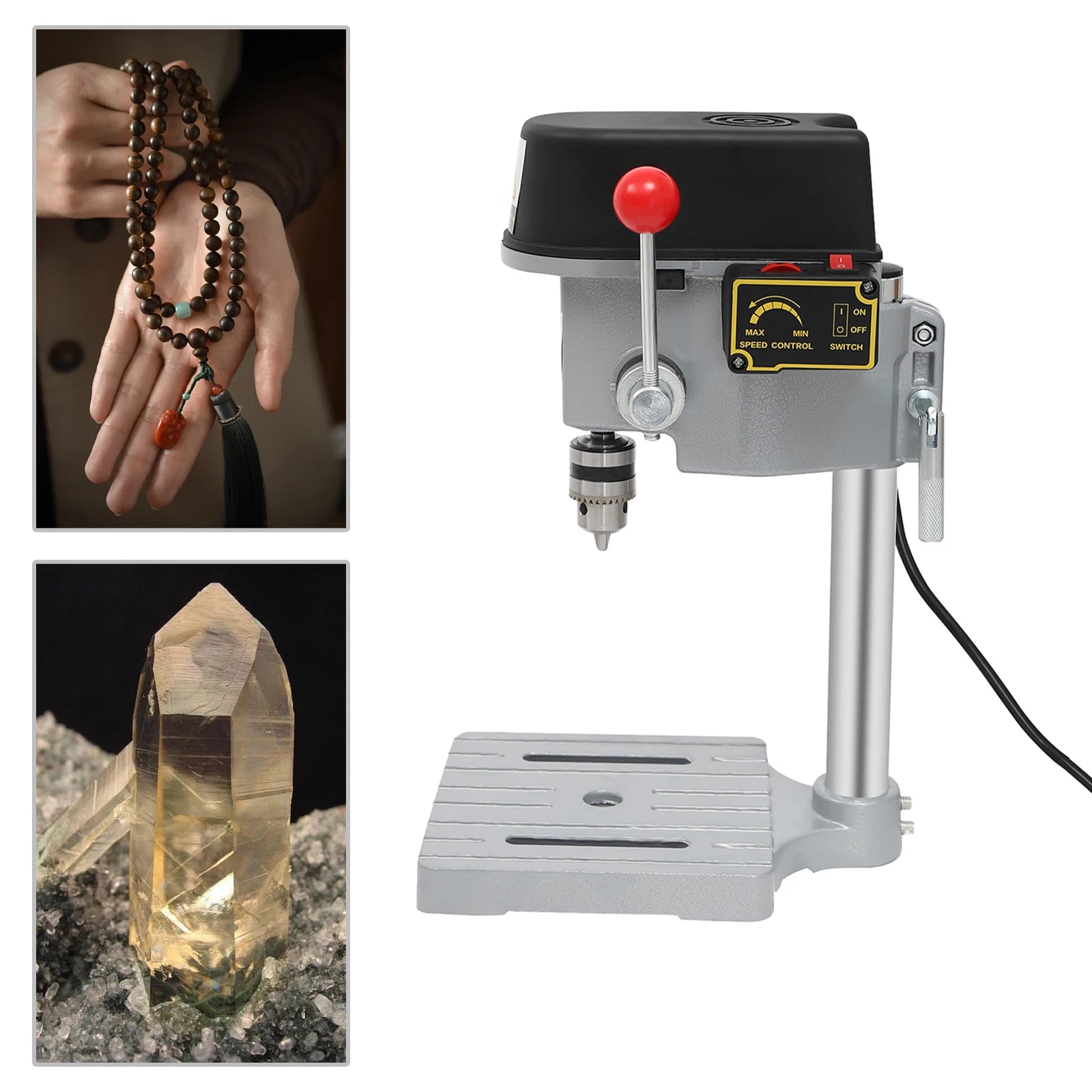 Mini Benchtop Drill Press 340W with Cast Iron Base Full Copper Wire Motor 3 Speed Adjustable