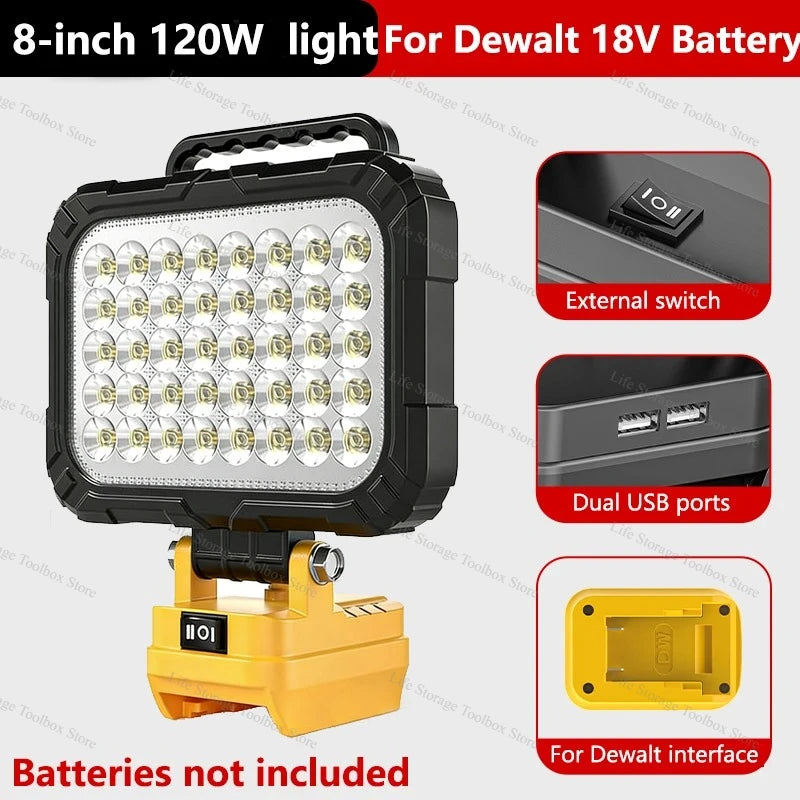 Cordless LED Work Light with USB Port, 3- to 8-Inch Options