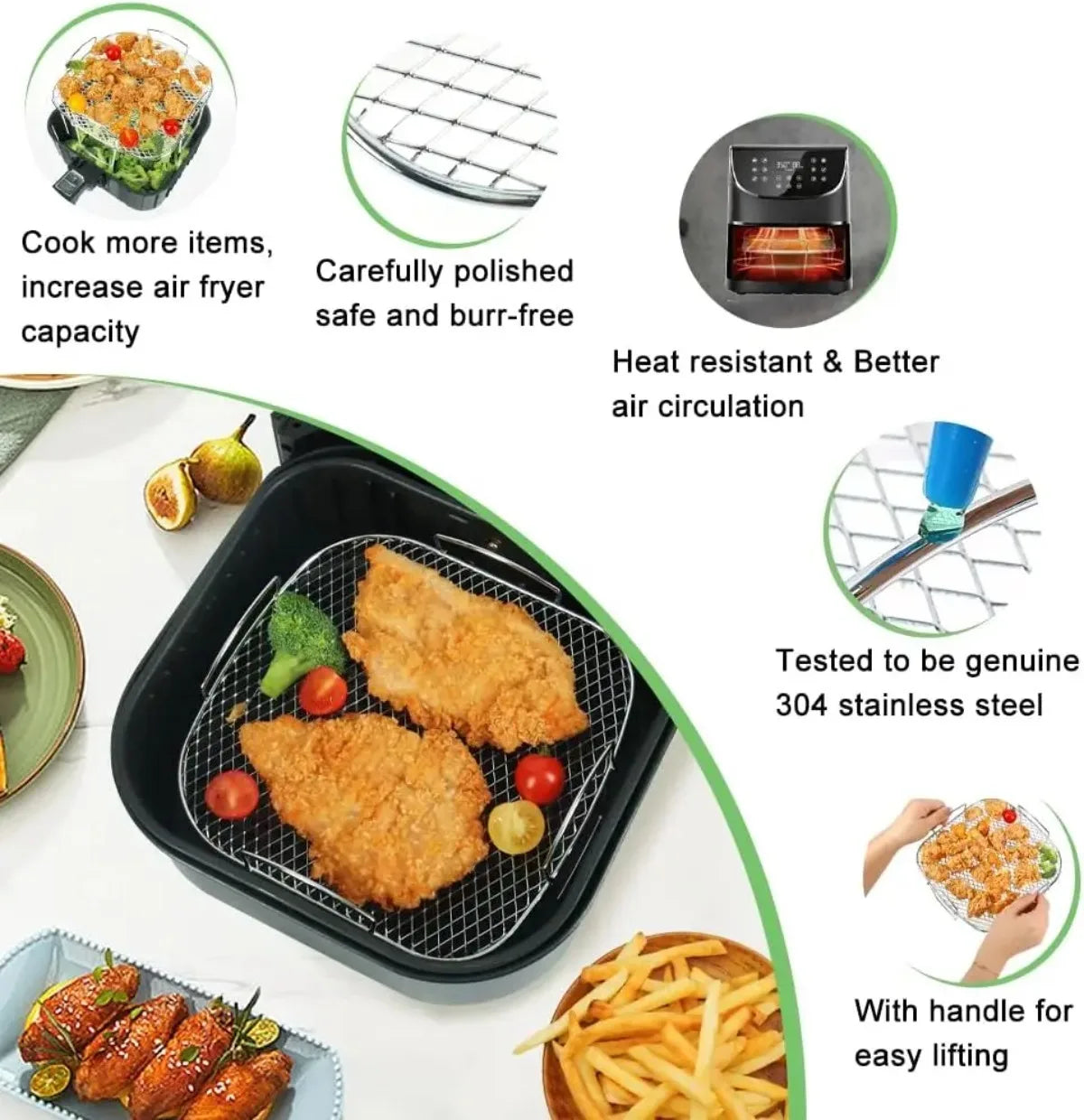 Panier de cuisson en acier et grille vapeur